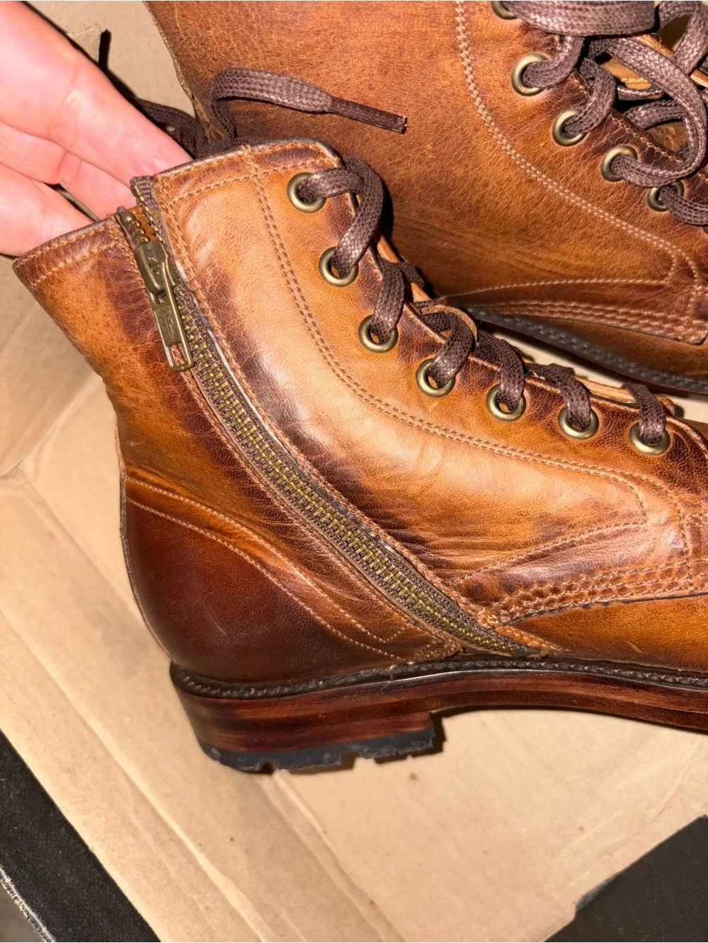 Frye Cognac Leather Chukka Lace-Up Boots